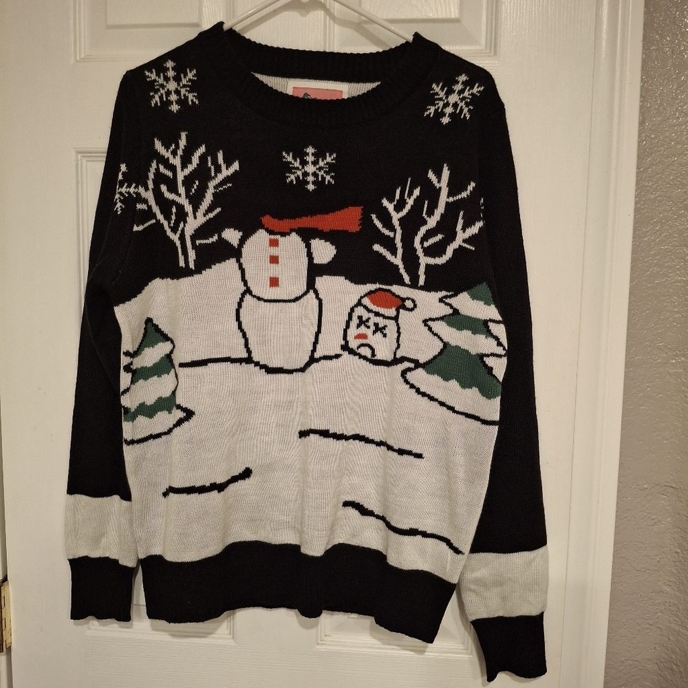 Tipsy Elves Sweater Headless Snowman Ugly Christmas Contest Funny Holiday Mens L